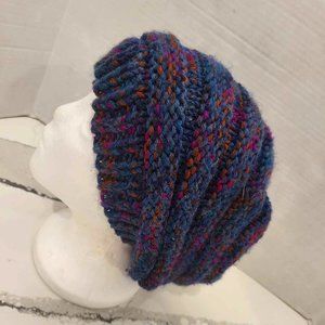Purple/Red/Blue Knit Slouch Cap Boho Hippie Goth Punk Alternative